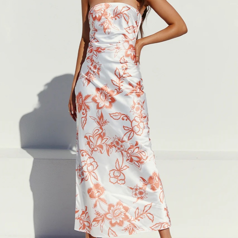 Caliente Slip Dress - White/Orange